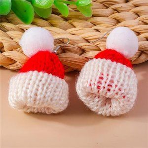 17 Set of Handmade Knitted Woven Christmas Hat Design Dangle Earrings Cute